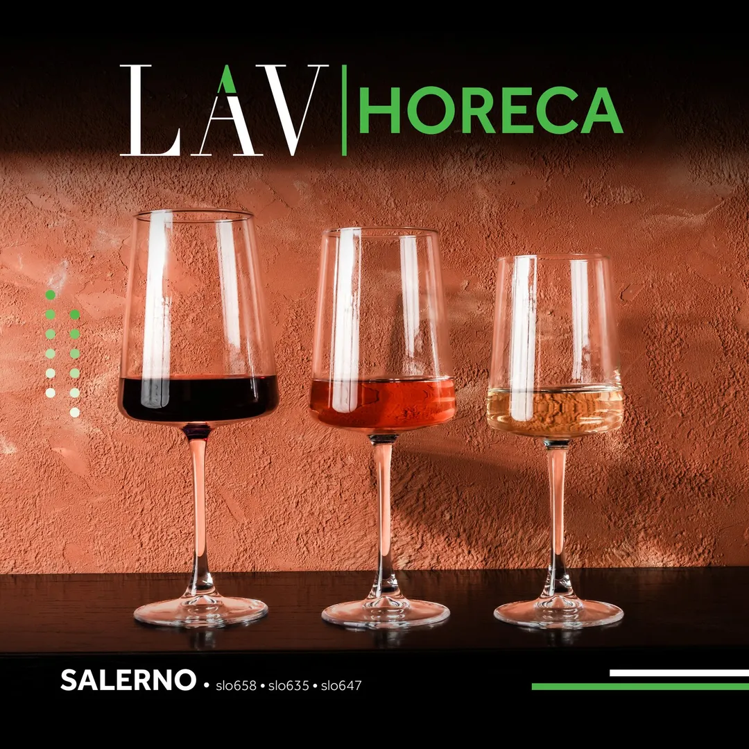 LAV HORECA SLO635 - Salerno Stemmed Wine Glass, 11 7/8" Height, 11.9 oz Capacity, Glass - 6/Case