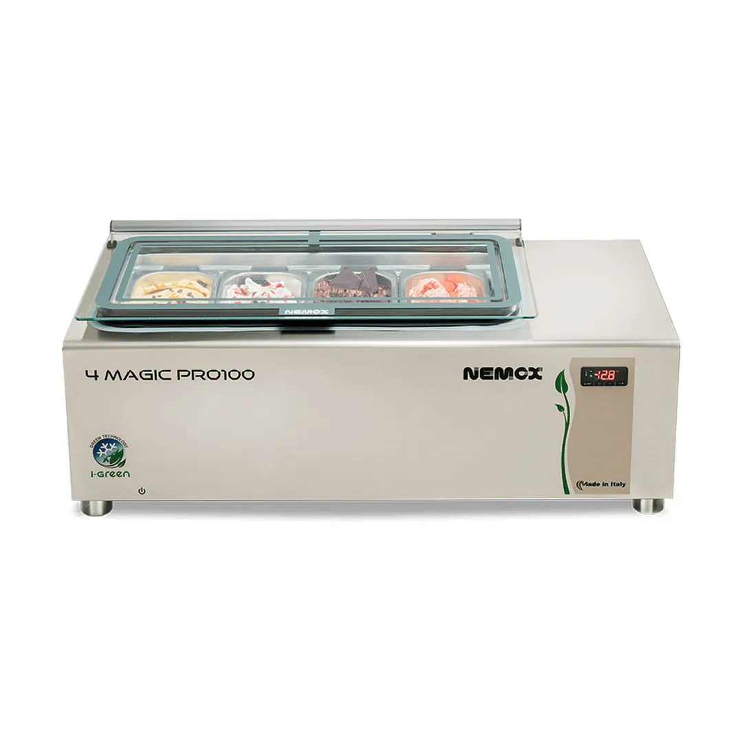 Eurodib 4MAGICPRO100 Nemox Ice Cream Display Freezer, 38.6"W, 2.5 qt Pans, 120V 200W