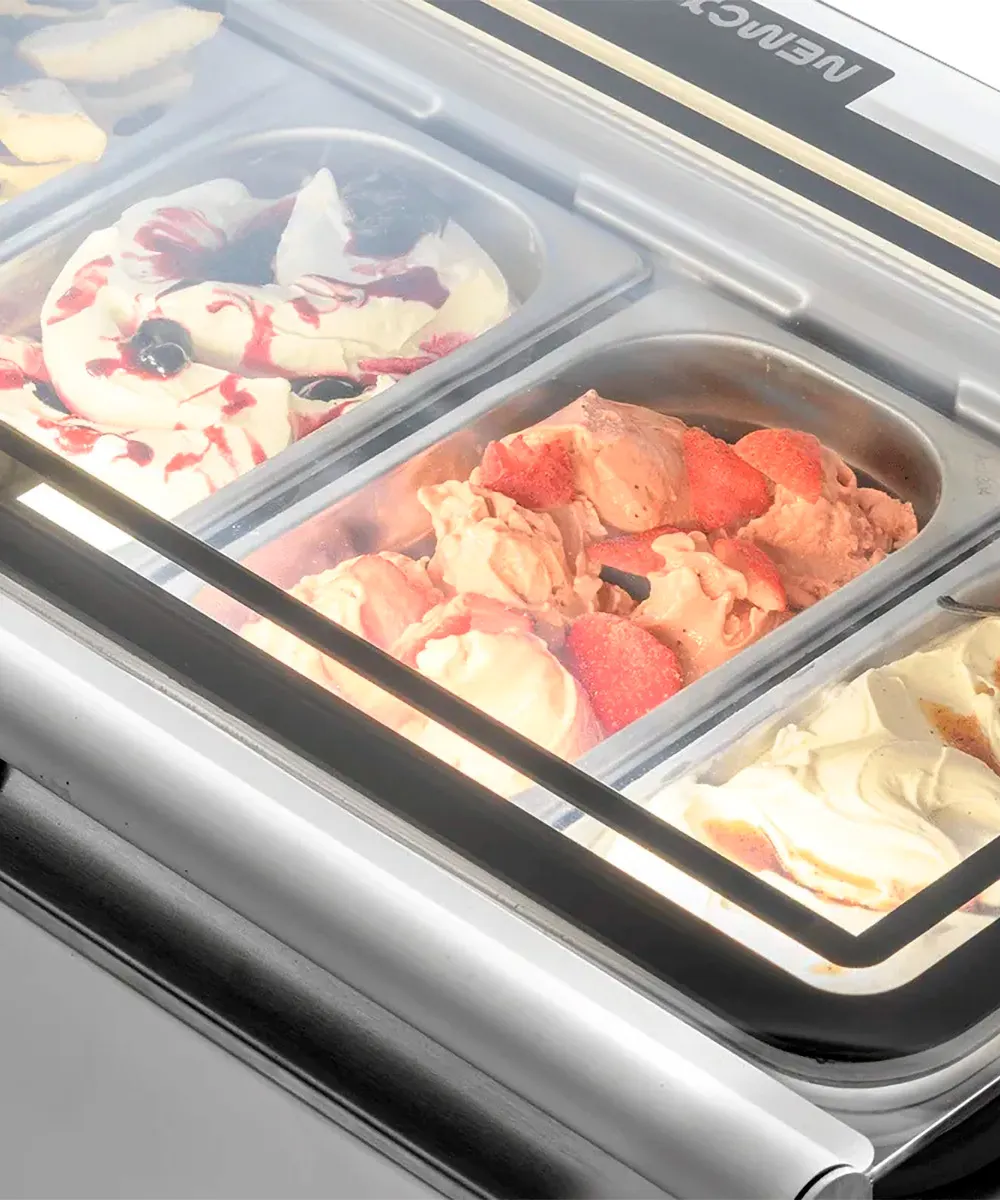 Eurodib 4MAGICPRO100 Nemox Ice Cream Display Freezer, 38.6"W, 2.5 qt Pans, 120V 200W