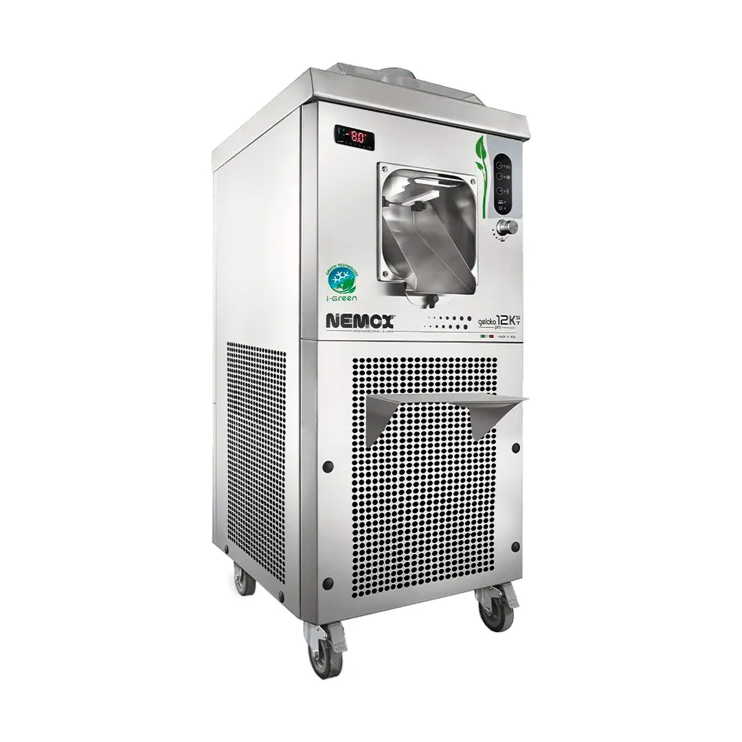 Eurodib GELATO12KST Nemox 12 kg/hr Gelato Display Freezer, Steel, 120 V R290, Front Extraction, Casters