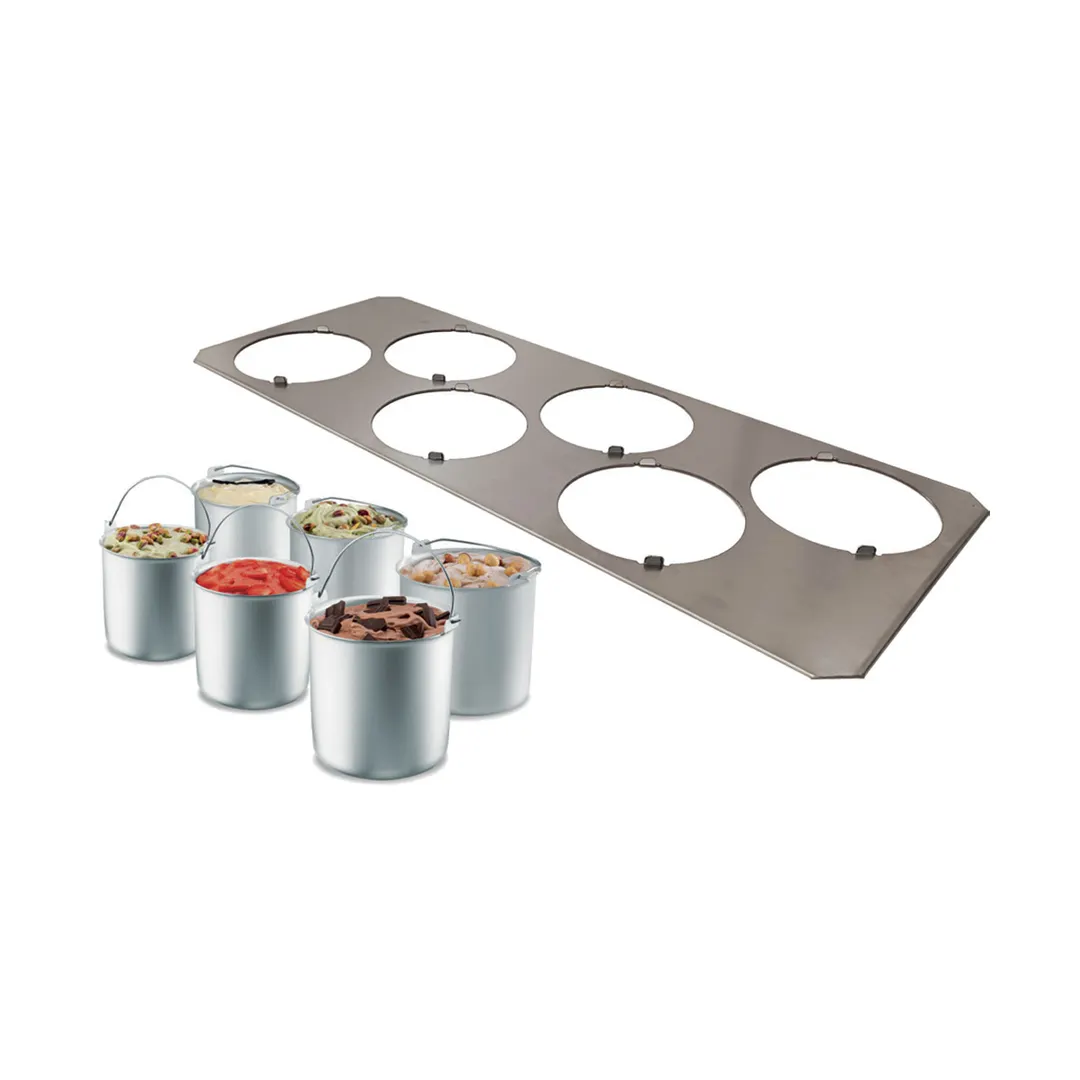 Eurodib GOURMETPRO Support Frame - Steel Base with Six Aluminum Gelato Bowls, Made in Italy