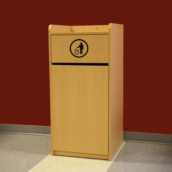 Omcan USA 43840 - 36-Gal Trash Receptacle, 22"x22"x47", Door with Engraved Thank You - 1/Each