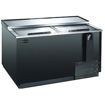 SABA SBC-65B Bottle Cooler – 64½" Wide Two‑Section Bar Cooler, Holds 22/32 Cases, R134a