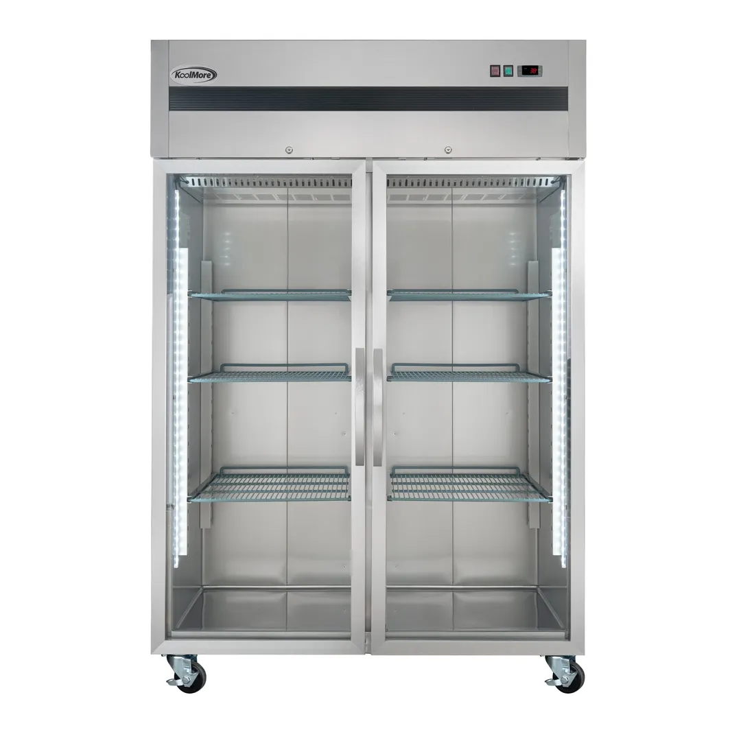 Koolmore KM-RIR-2D-GD-TM Glass Door Merchandiser, 49 cu ft, 54" W x 33" D, Stainless Steel