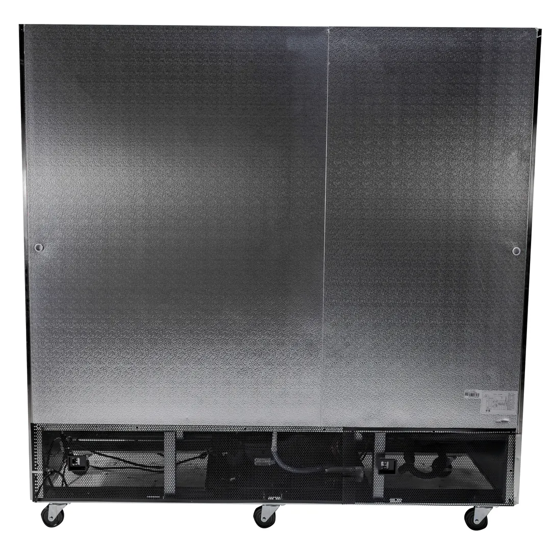 SABA S-72RG Merchandiser Refrigerator – 3‑Section, 72 cu ft, Stainless Steel, 3/4 HP, LED, 5" Casters