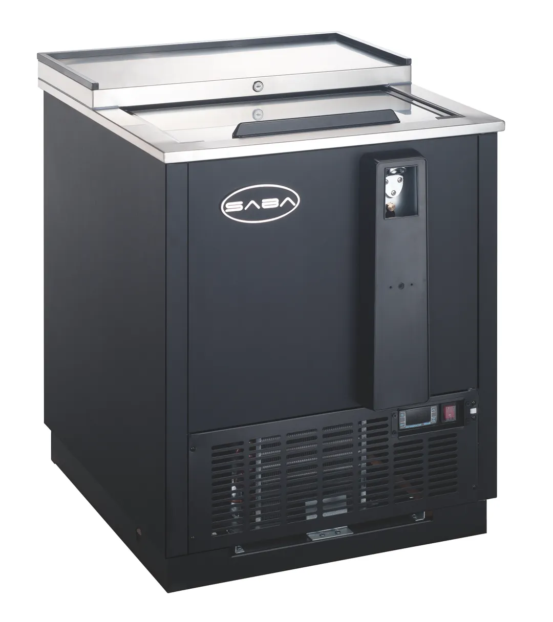 SABA SBC-25B Bottle Cooler – 26-3/8" W, 4.5/6 Cases 12oz, Black Exterior, 1/6 HP, 115V, R134a