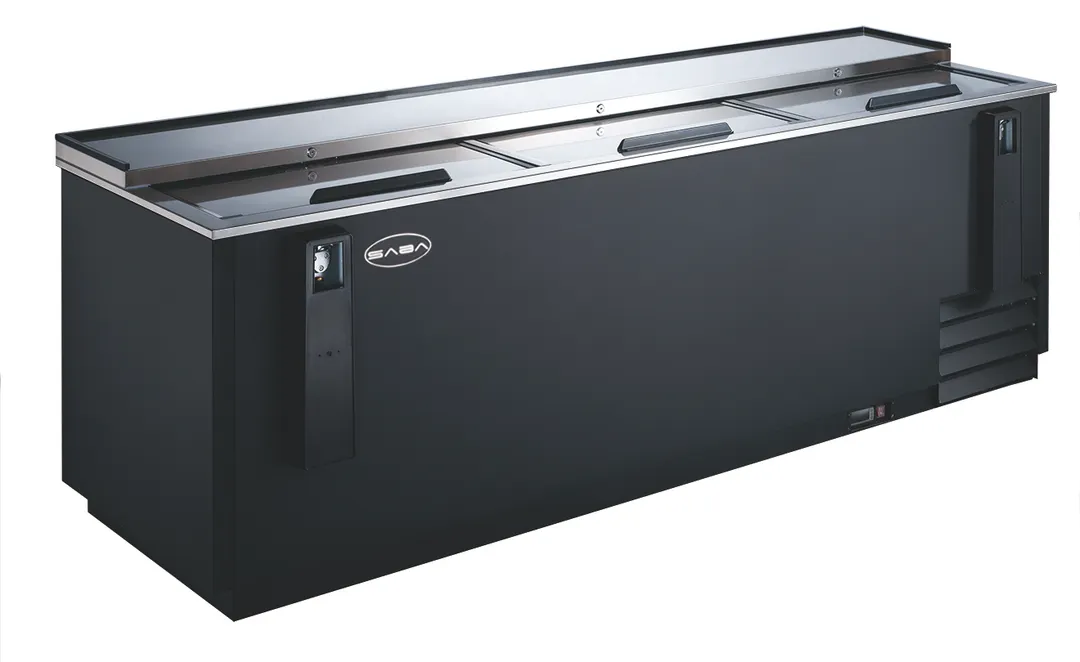 SABA SBC-95B Bottle Cooler – 95¼" Wide Black Exterior, Holds 37.5 Cases (12 oz), 1/2 HP, 33‑38°F, R134a
