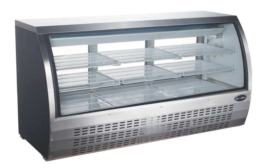 SABA SCGG-82 Curved Glass Deli Display Case, 82" Wide, 32 cu ft, 3-Door