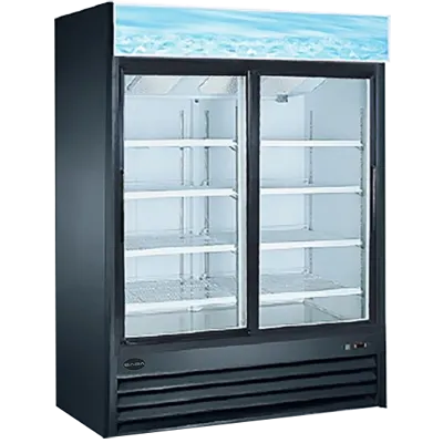 SABA SM-45RS - 45 cu ft Glass Door Merchandiser Refrigerator, 53.1" Wide, Black, 1/2 HP Compressor
