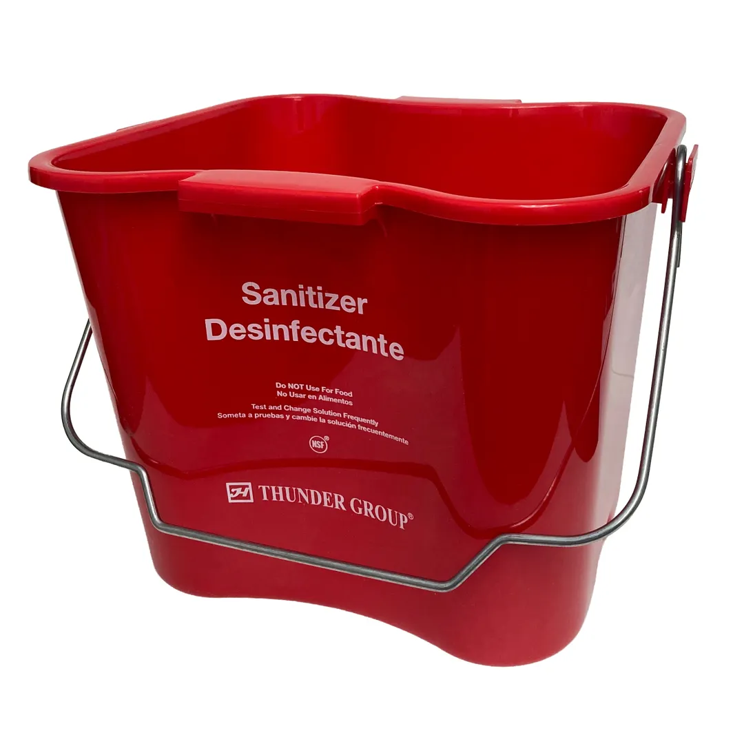 Thunder Group PLCP008RD Sanitizing Pail, 8 Qt, 10"5" x 9"1/4" x 8", Red Polypropylene, NSF Certified