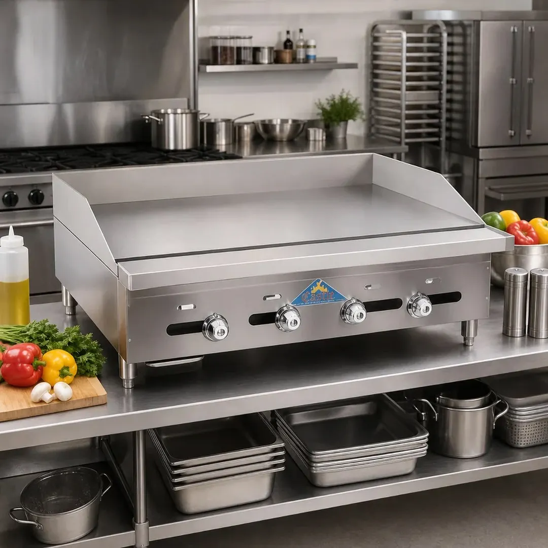 Comstock-Castle 3272TG 72" Countertop Gas Griddle with Thermostat / Solid State Controls, 150.000 BTU