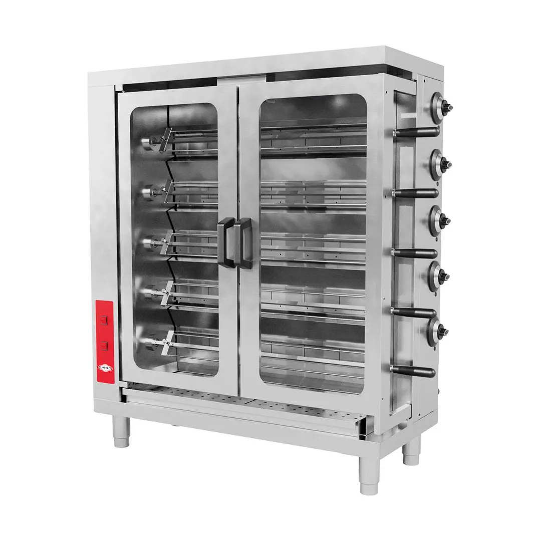 EMPERO EMP.5EG-USA Portable Rotisserie Gas Oven w/ 5 Spits & Manual Control, NG or LPG / 78,000 BTU