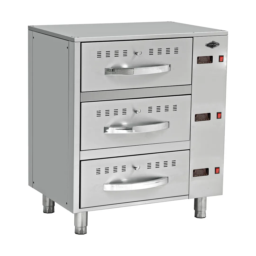 EMPERO EMP.EI.03-USA 3 Drawer Freestanding Drawer Warmer - Digital Control, 1500W, 110V