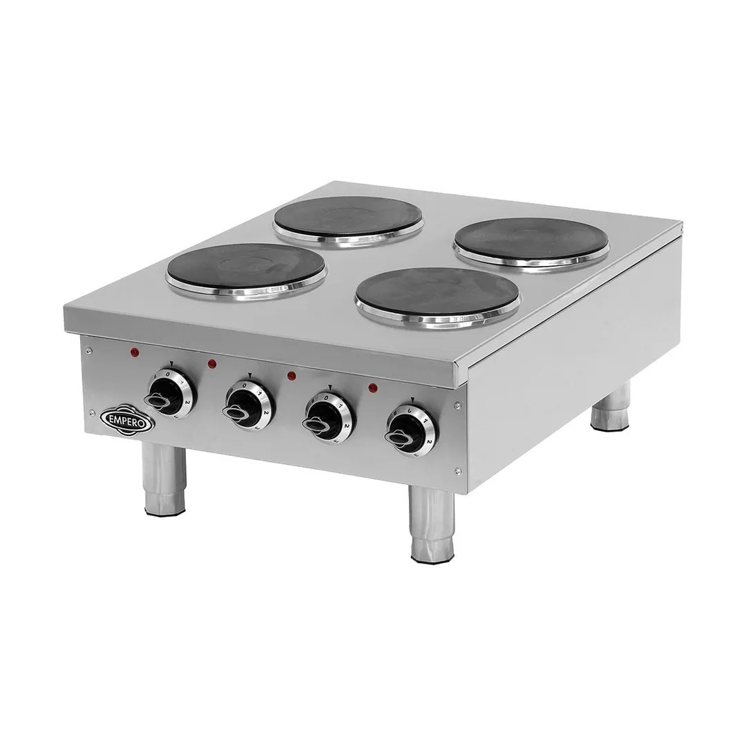 EMPERO EMP.PLS.7KE020-ST-USA 35" Electric Countertop Hotplate w/ (4) Burners & Manual Control, 8000W