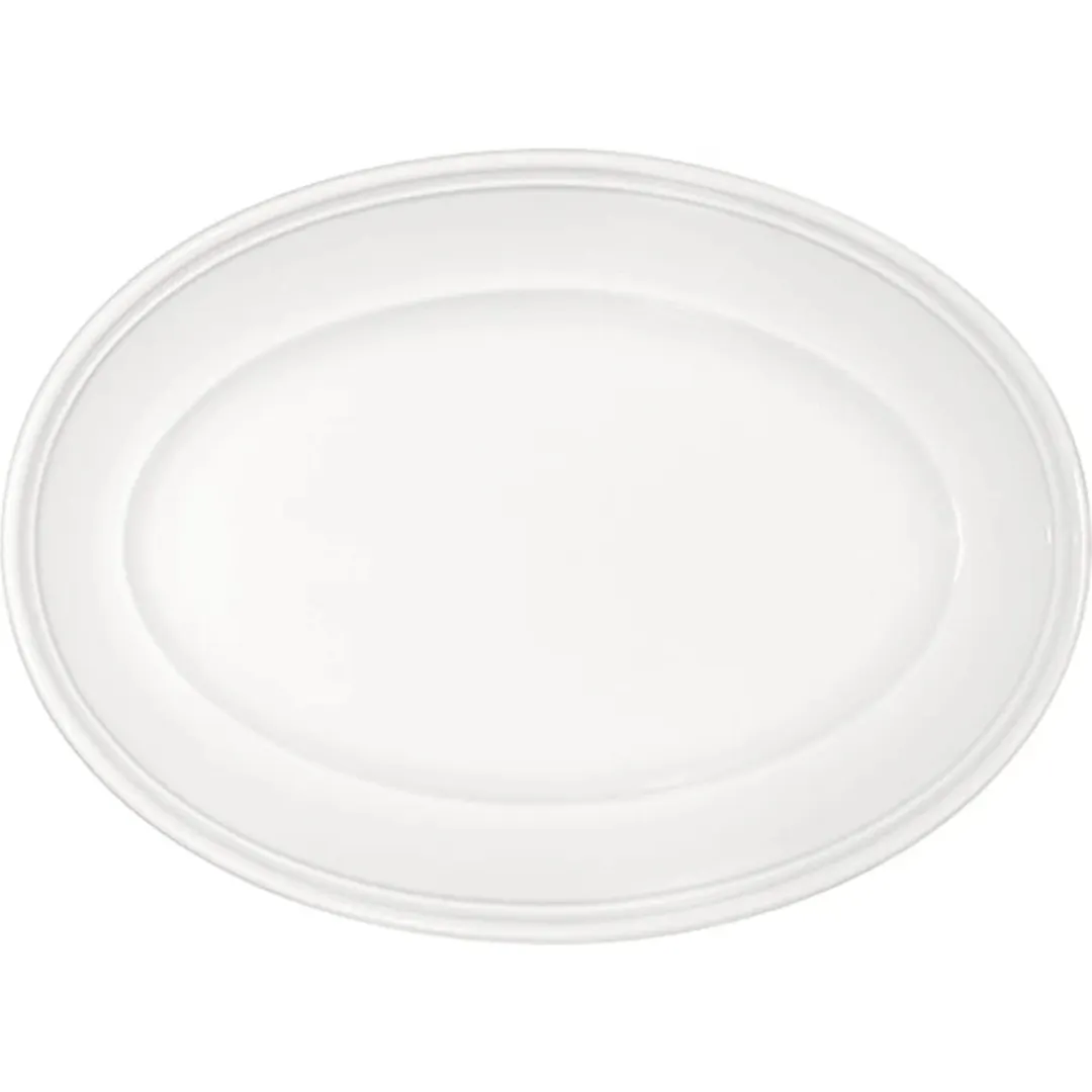Libbey 628203612000000 Oval Porcelain Platter, 10" x 14" White, Steep Design - 1/Case