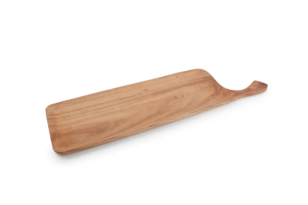 Wood&Food 5315011 Free‑Form Acacia Wood Serving Board with Handle, 20" × 6", Rustic Palla Finish