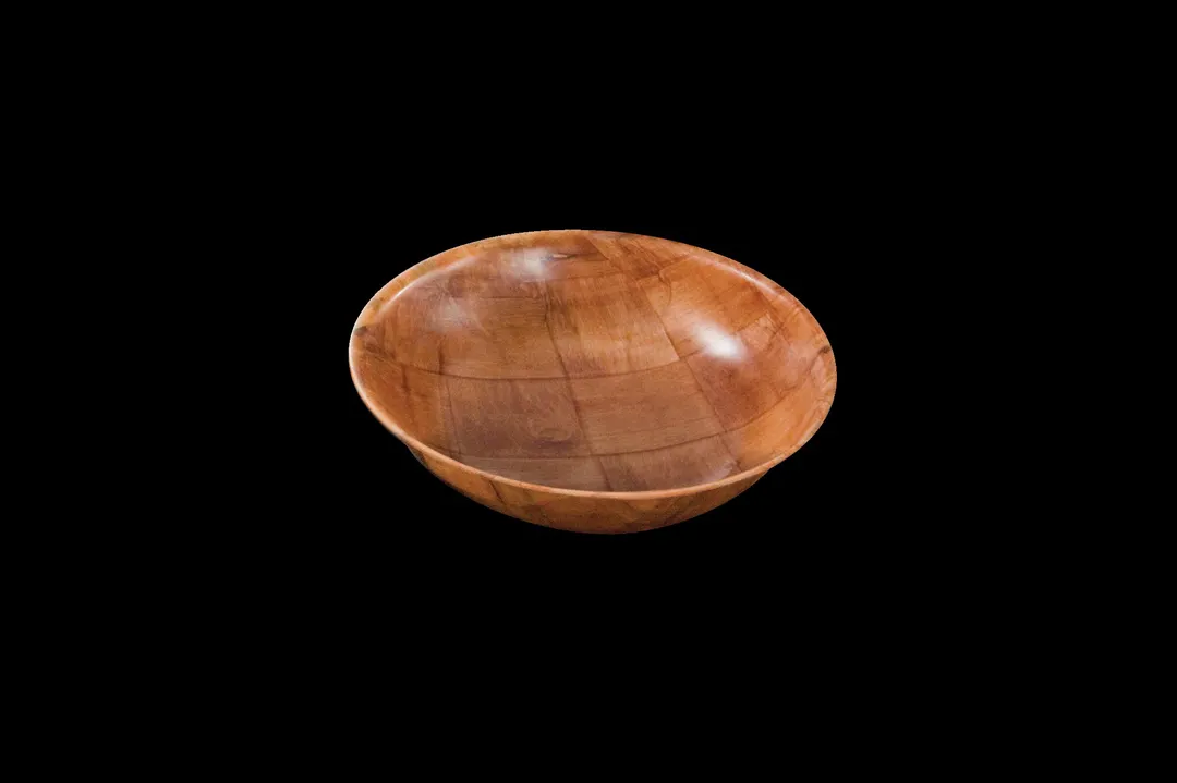 American Metalcraft RWW8 - 8" Round Wooden Bowl, 26 Ounce Capacity, Woven Woodware, Natural Finish