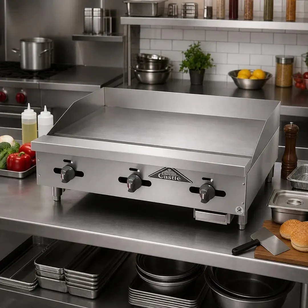 Comstock-Castle 3872TG 72" Countertop Gas Griddle with Thermostat / Solid State Controls, 180.000 BTU