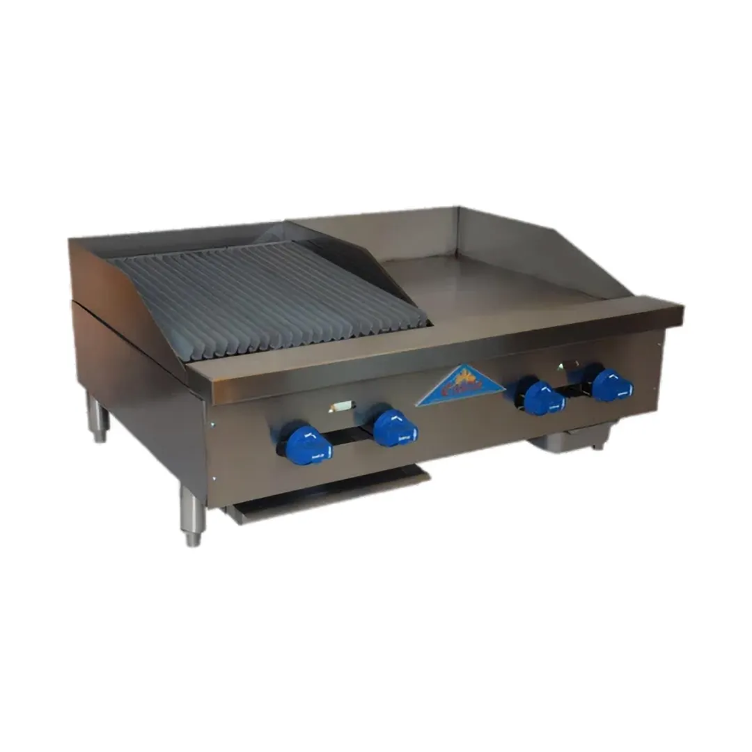 Comstock-Castle FHP36-18-1.5LB 36" Countertop Gas Griddle/Charbroiler Combination, 76.000 BTU