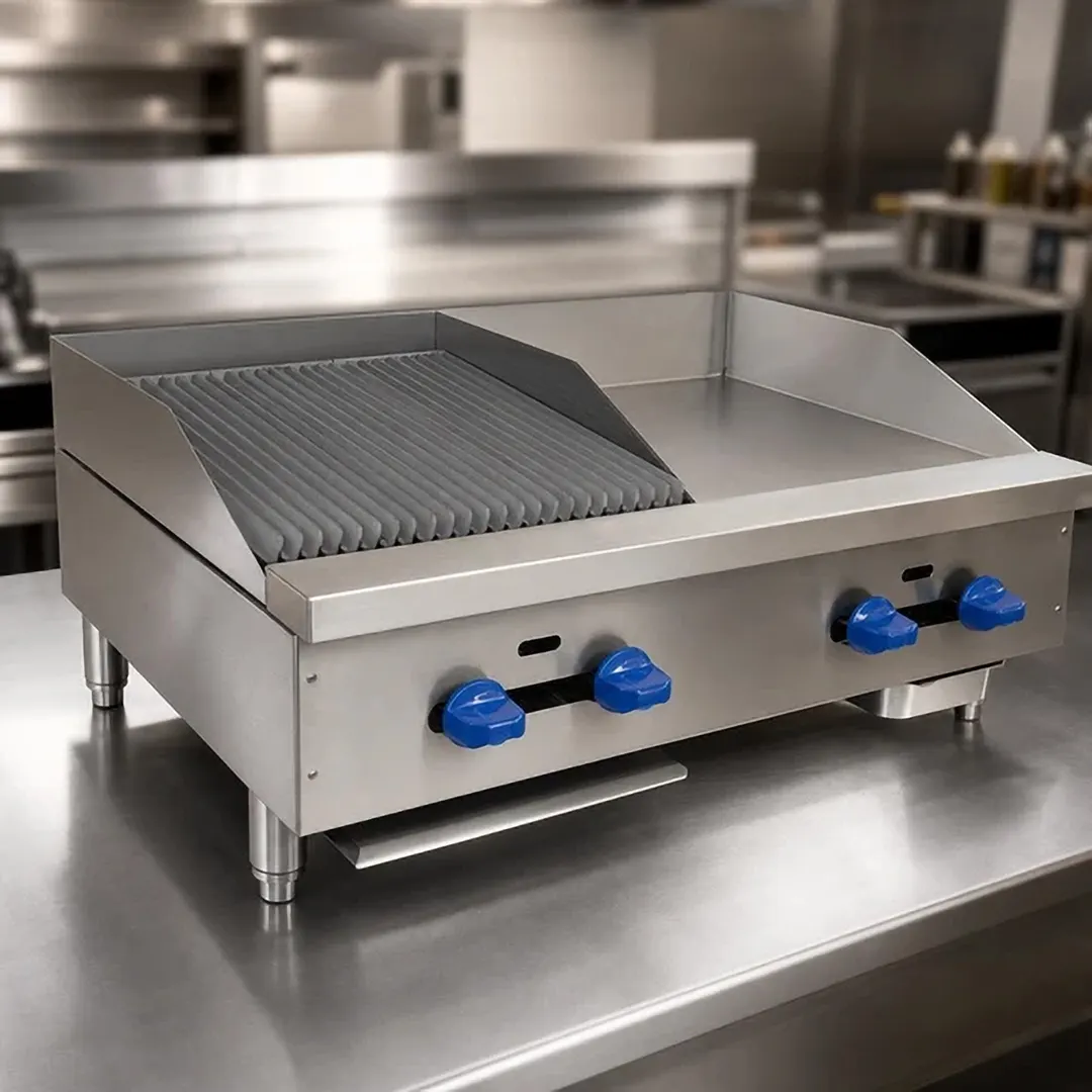 Comstock-Castle FHP36-18-1.5LB 36" Countertop Gas Griddle/Charbroiler Combination, 76.000 BTU