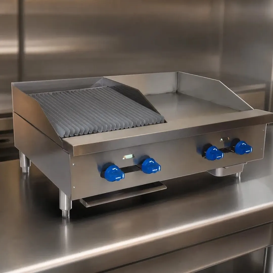Comstock-Castle FHP36-18-1.5LB 36" Countertop Gas Griddle/Charbroiler Combination, 76.000 BTU