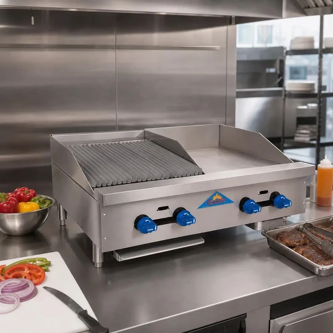 Comstock-Castle FHP36-18-1.5RB 36" Countertop Gas Griddle/Charbroiler Combination, 76.000 BTU
