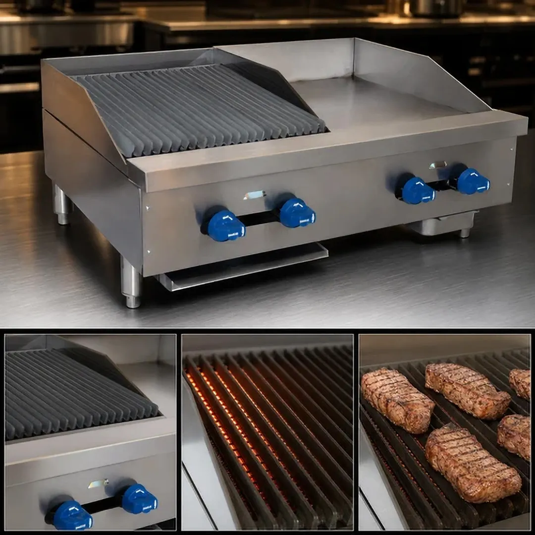 Comstock-Castle FHP36-18-1.5RB 36" Countertop Gas Griddle/Charbroiler Combination, 76.000 BTU