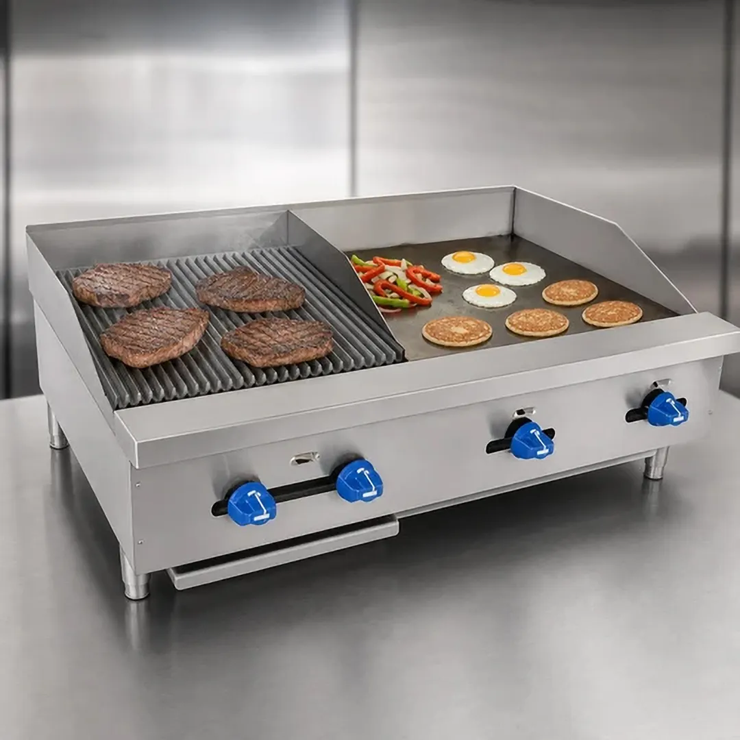 Comstock-Castle FHP42-24T-1.5RB 42" Countertop Gas Griddle/Charbroiler Combination, 80.000 BTU