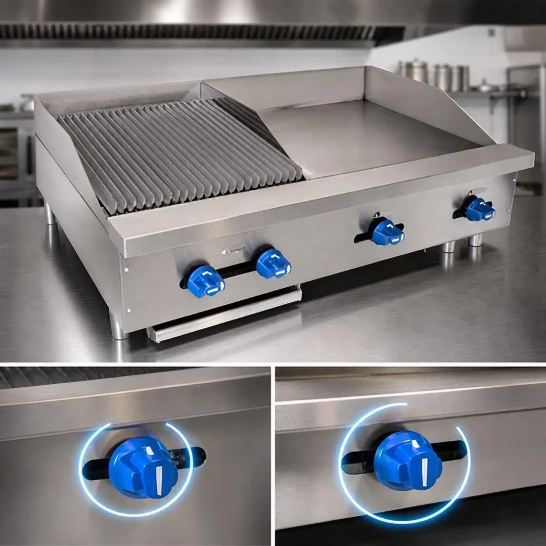 Comstock-Castle FHP42-24T-1.5RB 42" Countertop Gas Griddle/Charbroiler Combination, 80.000 BTU
