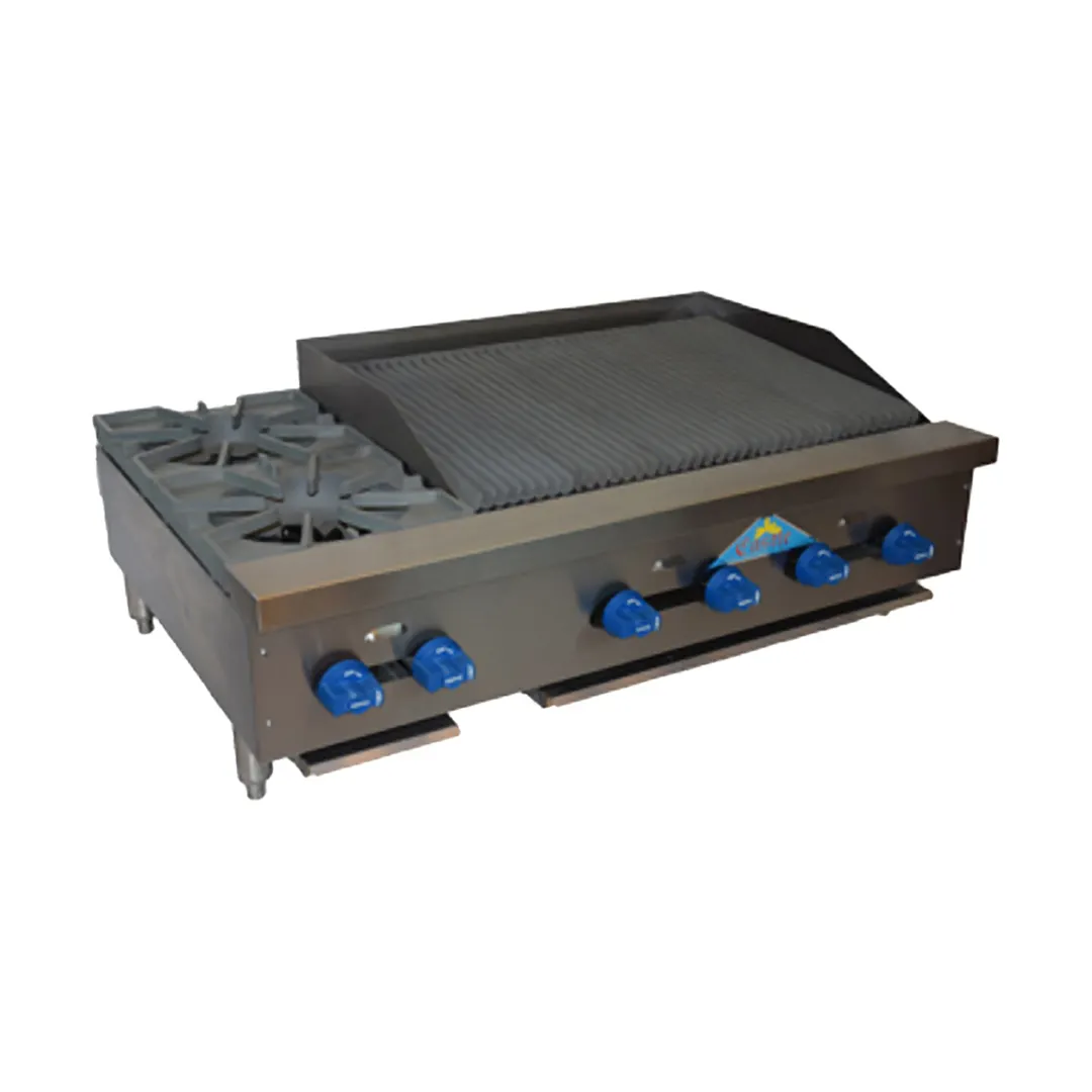 Comstock-Castle FHP42-2.5RB 42" Countertop Gas Radiant Charbroiler / Hotplate Combo, 98.000 BTU