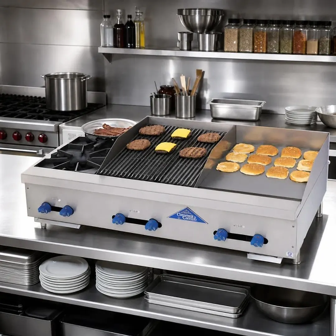 Comstock-Castle FHP48-18-1.5LB 48" Countertop Hotplate/Griddle/Charbroiler Combos, 130.000 BTU