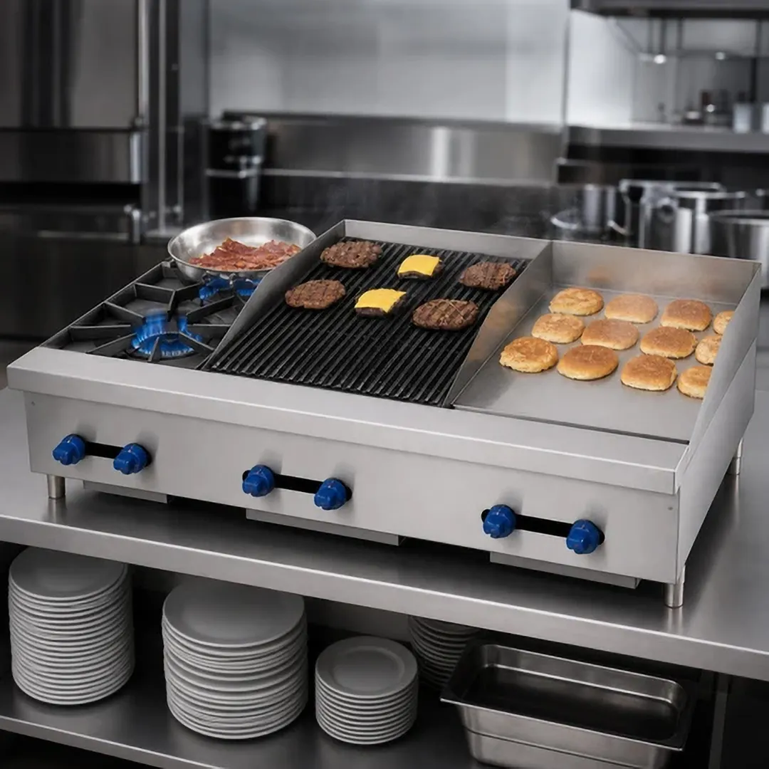 Comstock-Castle FHP48-18-1.5LB 48" Countertop Hotplate/Griddle/Charbroiler Combos, 130.000 BTU
