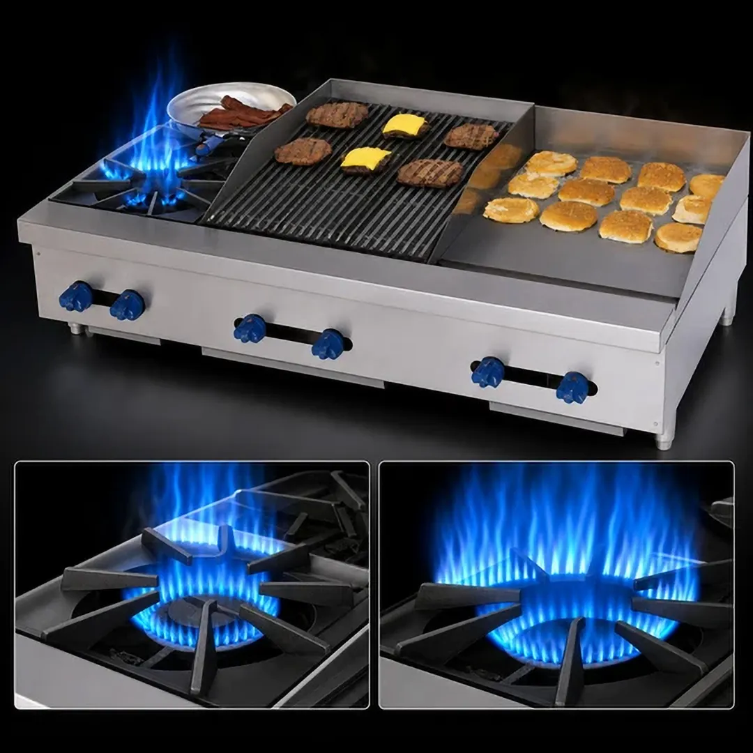 Comstock-Castle FHP48-18-1.5LB 48" Countertop Hotplate/Griddle/Charbroiler Combos, 130.000 BTU