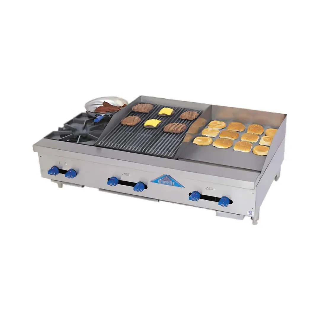 Comstock-Castle FHP48-18-1.5RB 48" Countertop Hotplate/Griddle/Charbroiler Combos, 130.000 BTU