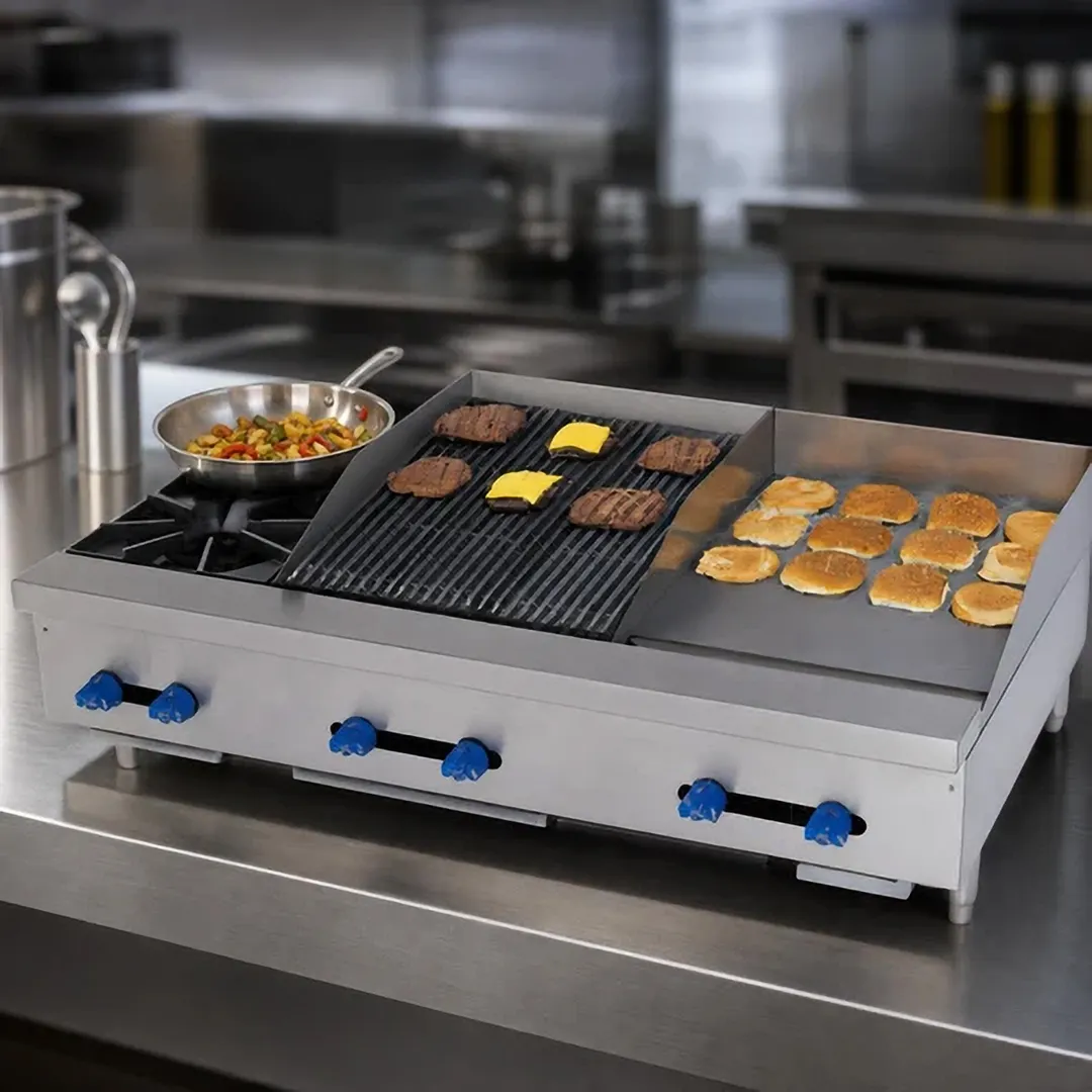 Comstock-Castle FHP48-18-1.5RB 48" Countertop Hotplate/Griddle/Charbroiler Combos, 130.000 BTU