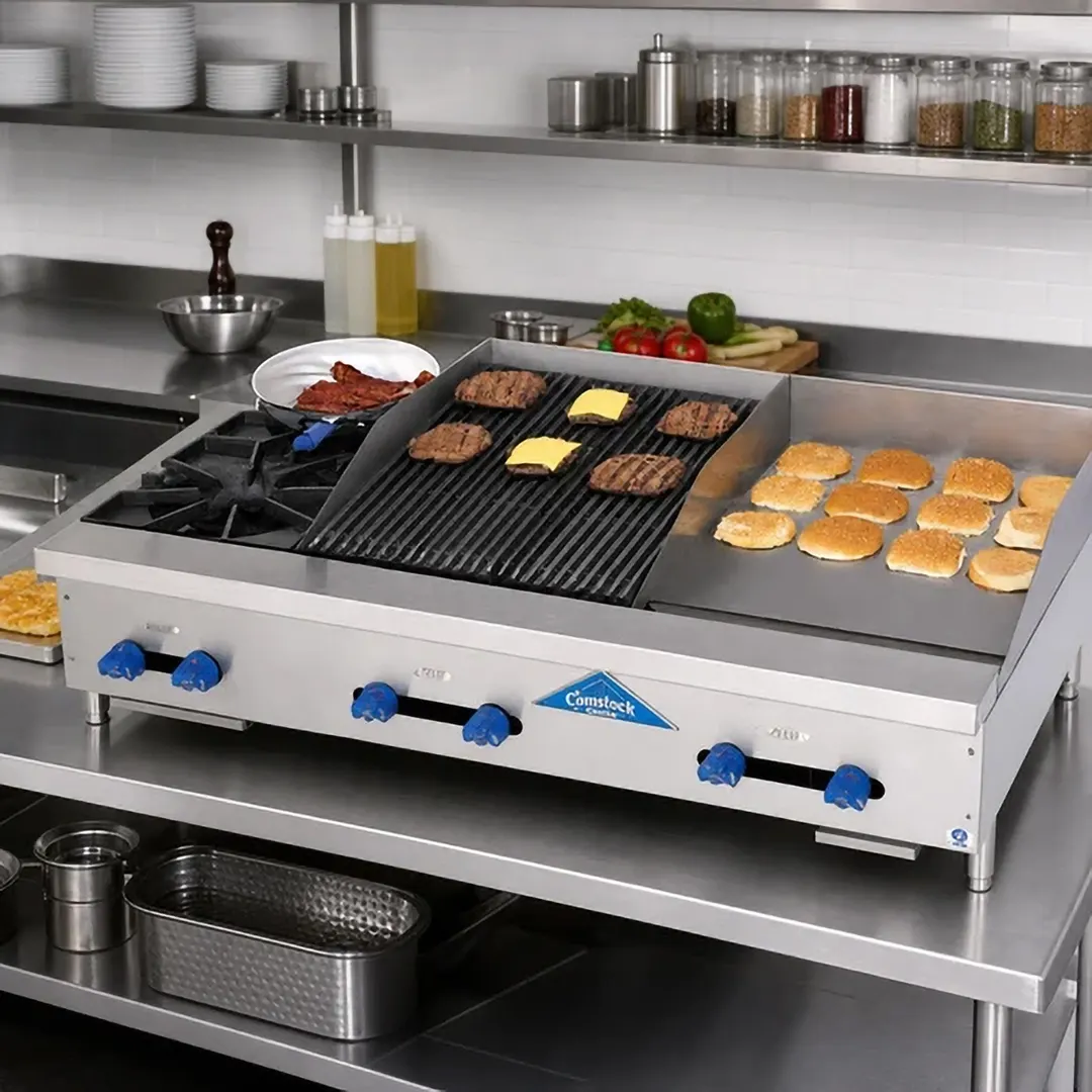 Comstock-Castle FHP48-18T-1.5RB 48" Countertop Hotplate/Griddle/Charbroiler Combos, 134.000 BTU