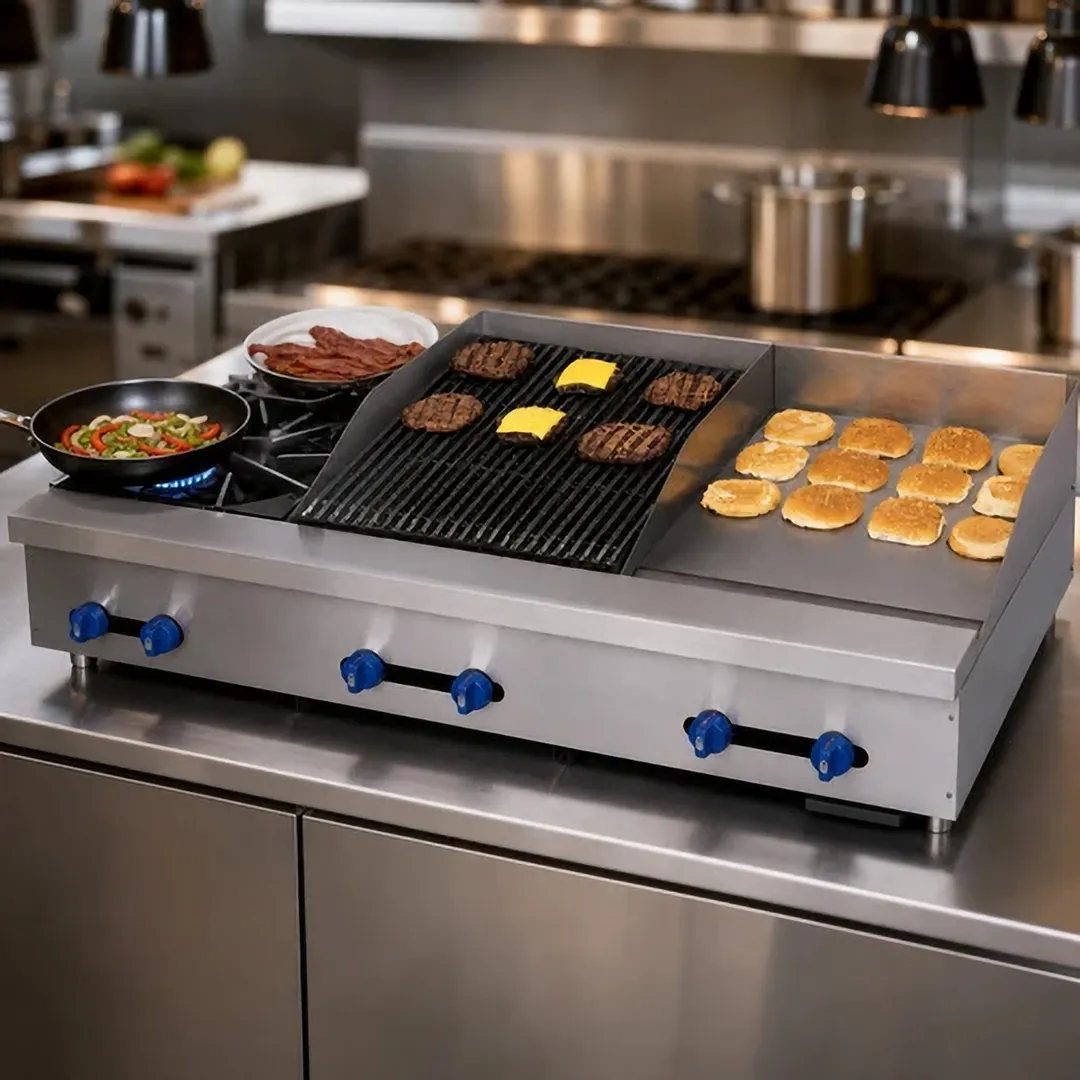 Comstock-Castle FHP48-18T-1.5RB 48" Countertop Hotplate/Griddle/Charbroiler Combos, 134.000 BTU