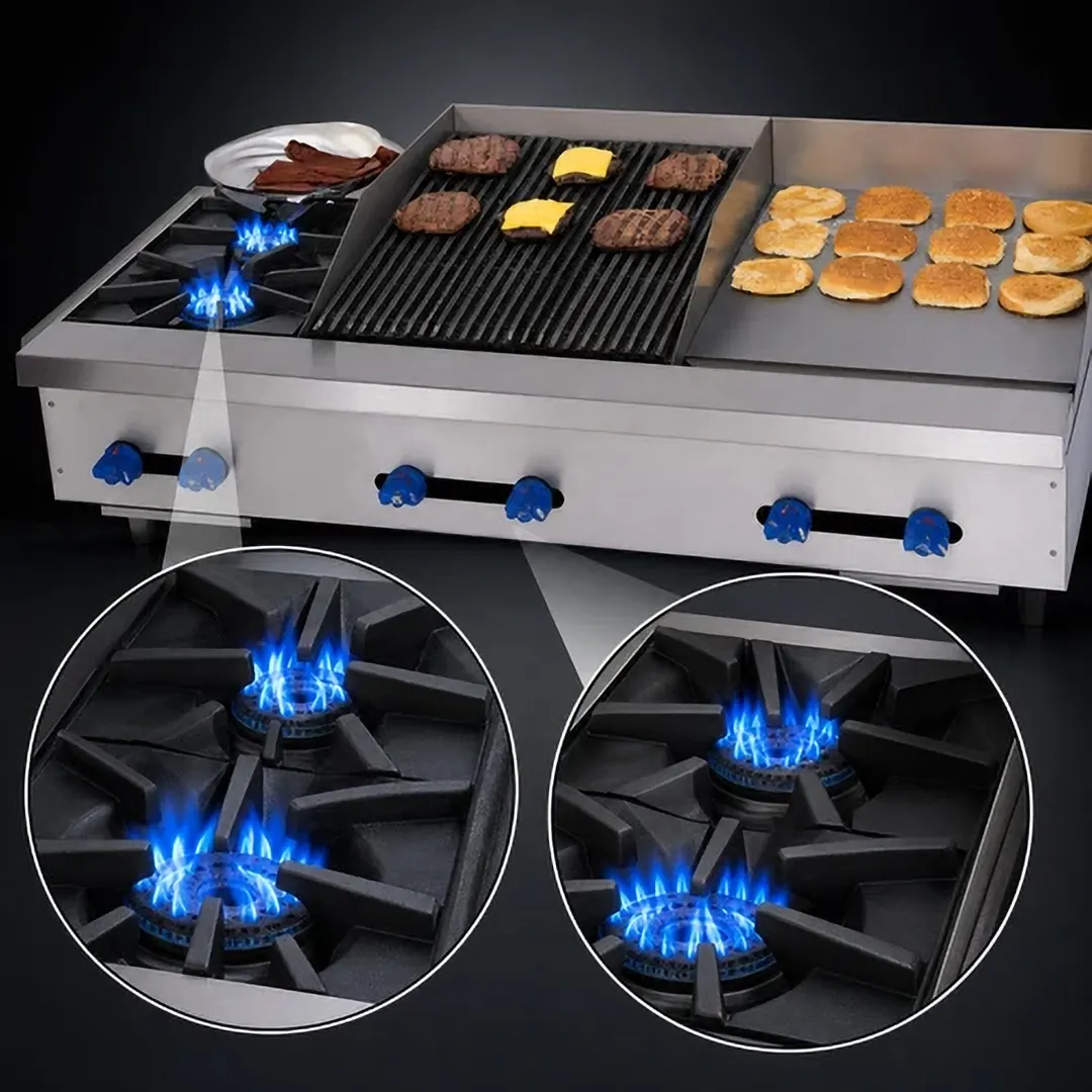 Comstock-Castle FHP48-18T-1.5RB 48" Countertop Hotplate/Griddle/Charbroiler Combos, 134.000 BTU