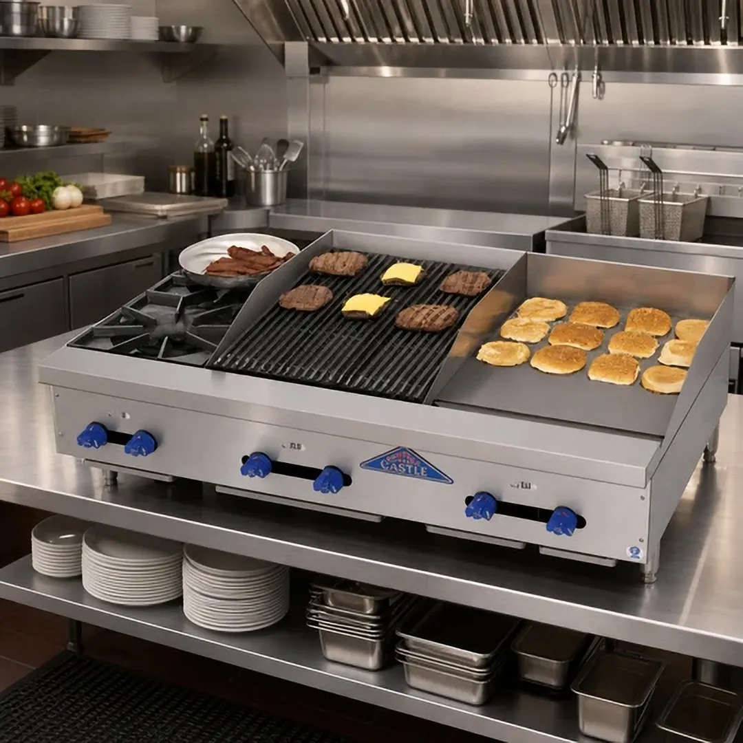 Comstock-Castle FHP48-18T-2.5RB 48" Countertop Gas Griddle/Charbroiler Combination, 116.000 BTU