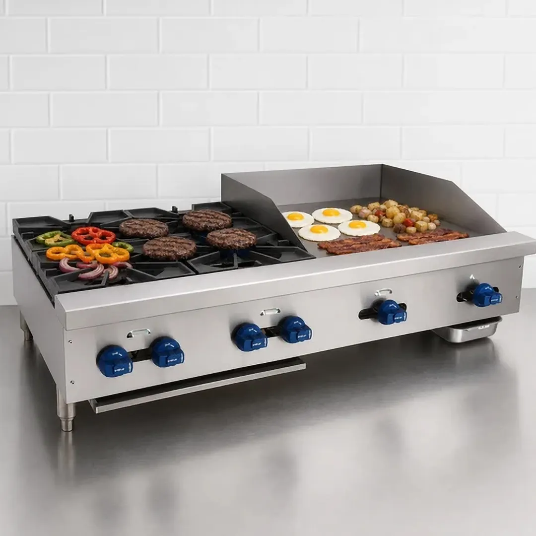 Comstock-Castle FHP48-24-2LB 48"Countertop Gas Griddle/Charbroiler Combination, 116.000 BTU