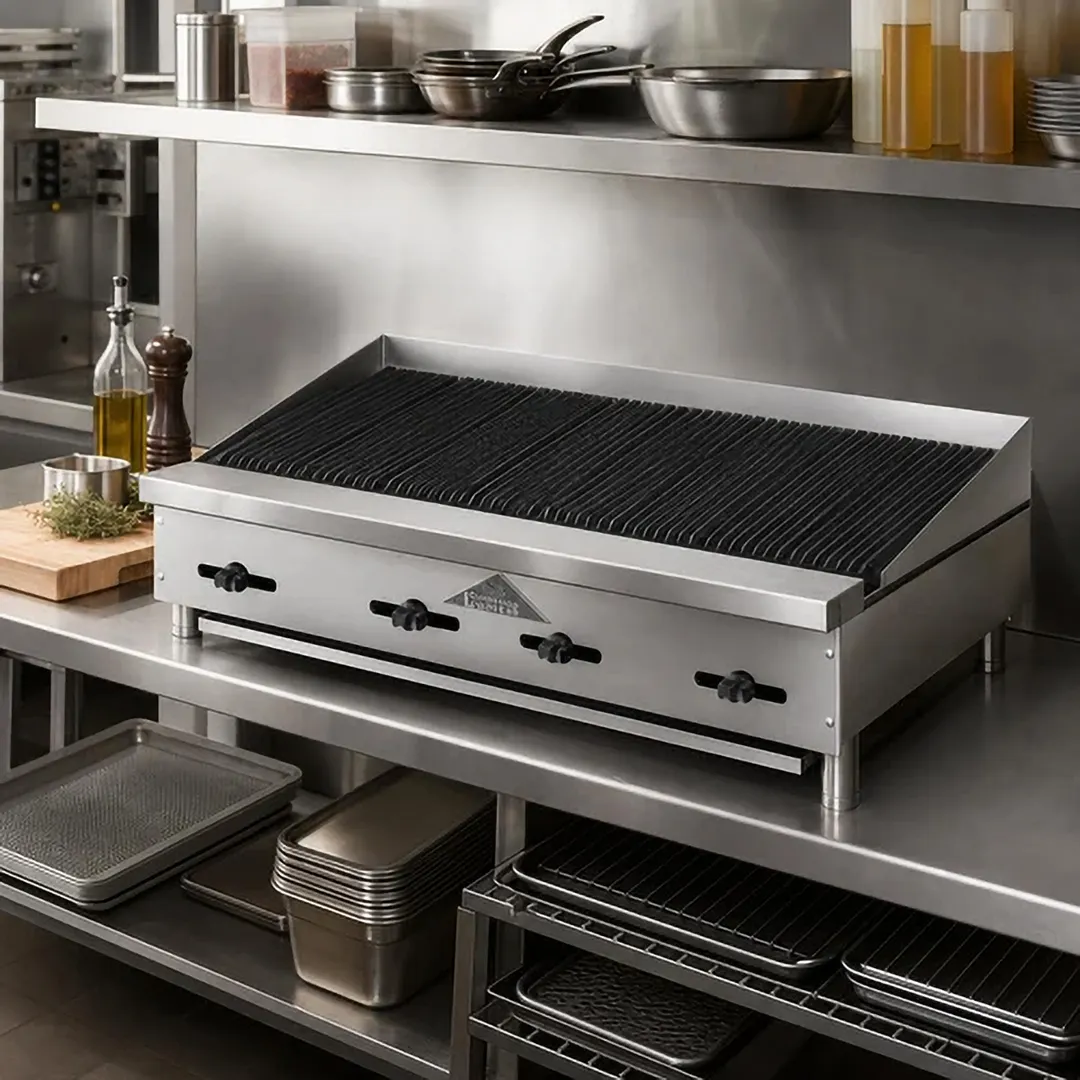Comstock-Castle FHP48-48RBB 48" Countertop Gas Radiant Charbroiler w/ Cheese Melter, 120.000 BTU