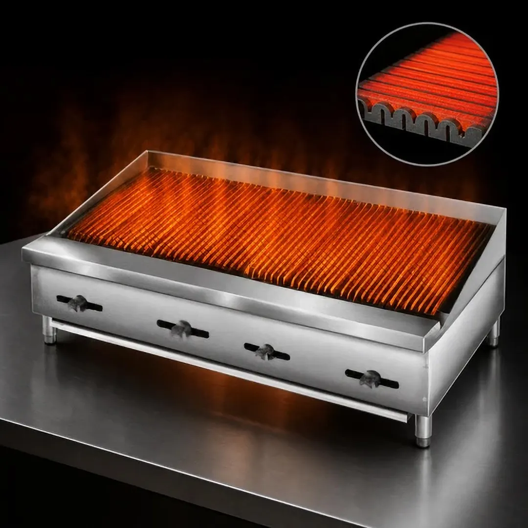 Comstock-Castle FHP48-48RBB 48" Countertop Gas Radiant Charbroiler w/ Cheese Melter, 120.000 BTU