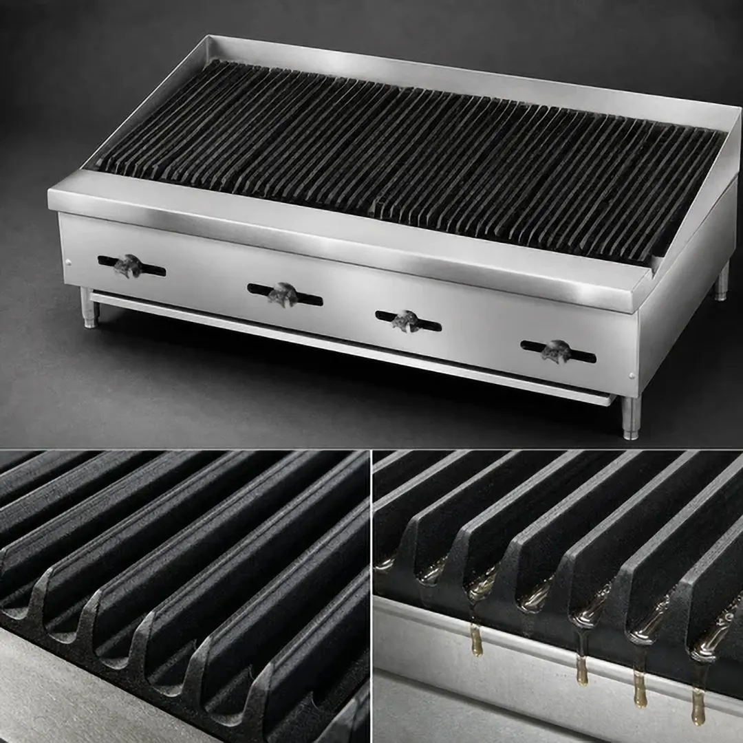 Comstock-Castle FHP48-48RBB 48" Countertop Gas Radiant Charbroiler w/ Cheese Melter, 120.000 BTU
