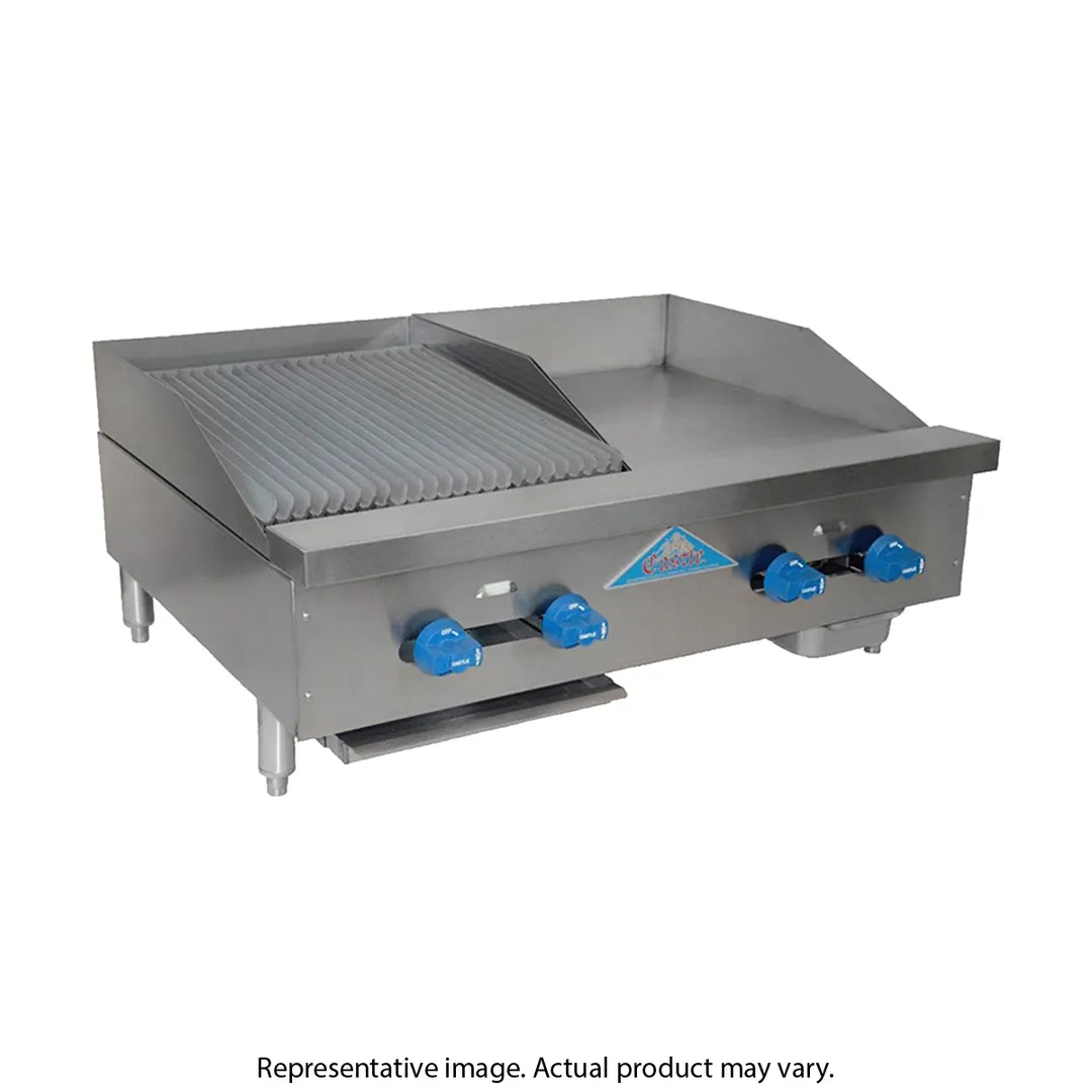 Comstock-Castle FHP60-24-3RB 60" Countertop Gas Griddle/Charbroiler Combination, 115.000 BTU
