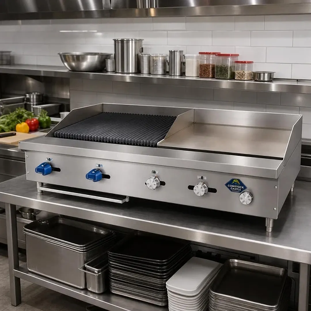 Comstock-Castle FHP60-36T-2RB 60" Countertop Gas Griddle/Charbroiler Combination, 115.000 BTU