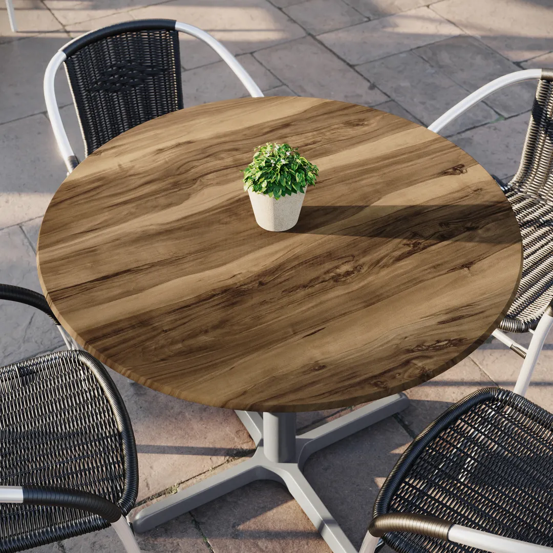 Flash Furniture ST-RD918B-1-M-3A-W-NAT-GG Outdoor Laminate Table Top