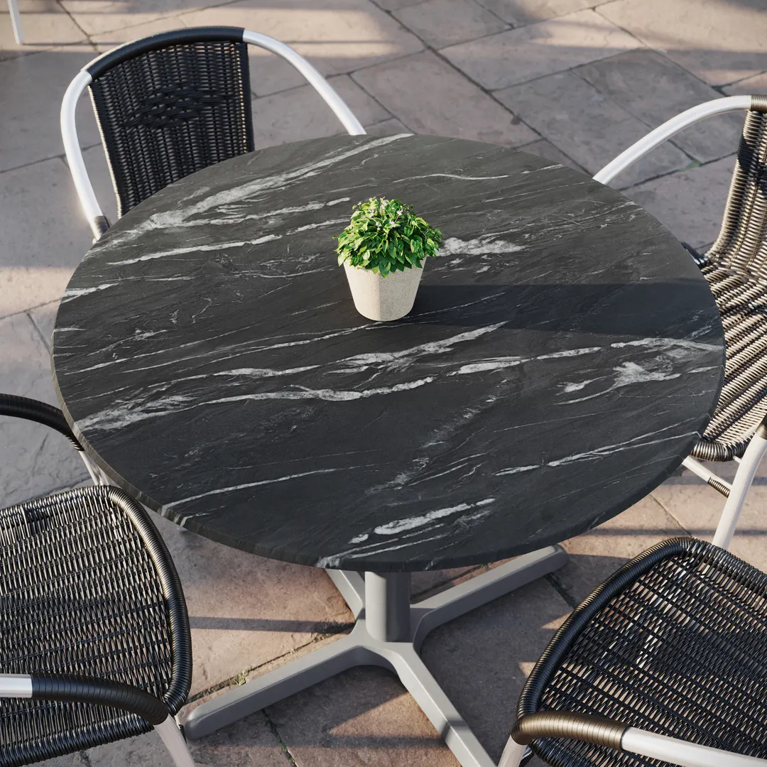 Flash Furniture ST-RD918C-1-M-3A-M-BLK-MAR-GG Outdoor Laminate Table Top