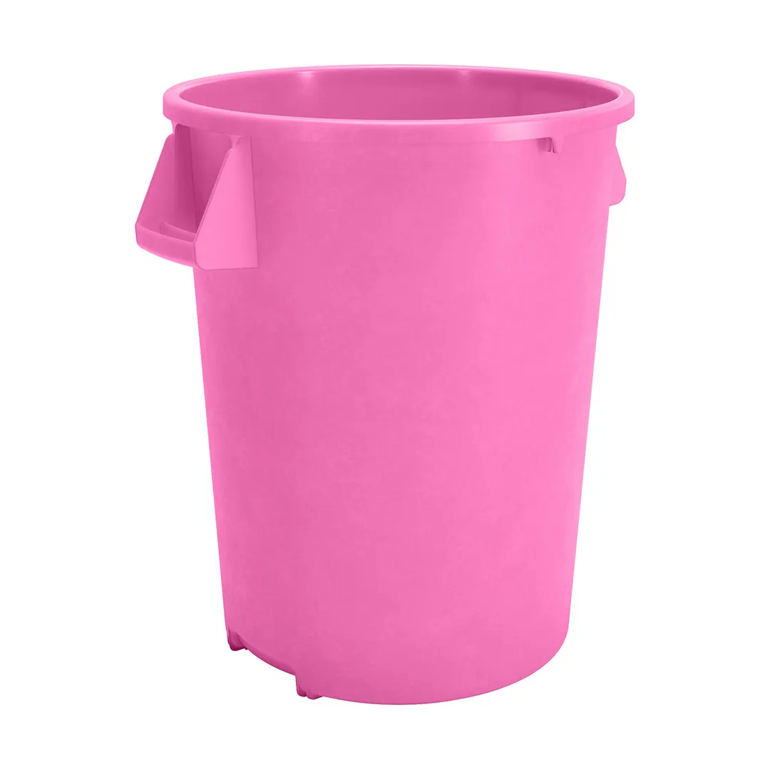 Carlisle 84103226 Bronco™ 32‑Gallon Round Trash Bin, 28" H x 21.4" Dia., Bright Pink Polyethylene, NSF Certified, Stackable, Ergonomic Handles, Integrated Bag Cinches - 1/Each