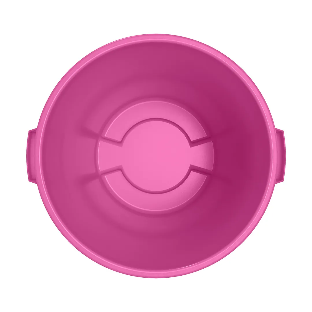 Carlisle 84103226 Bronco™ 32‑Gallon Round Trash Bin, 28" H x 21.4" Dia., Bright Pink Polyethylene, NSF Certified, Stackable, Ergonomic Handles, Integrated Bag Cinches - 1/Each