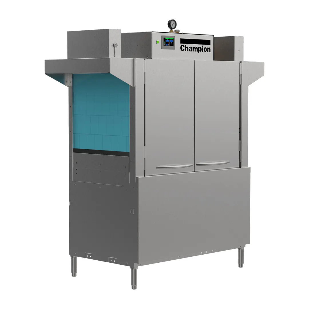 Champion 44 Pro Series 44" High Temp Conveyor Dishwasher with Booster, 209 Racks/Hr - 100 Gal/Hr